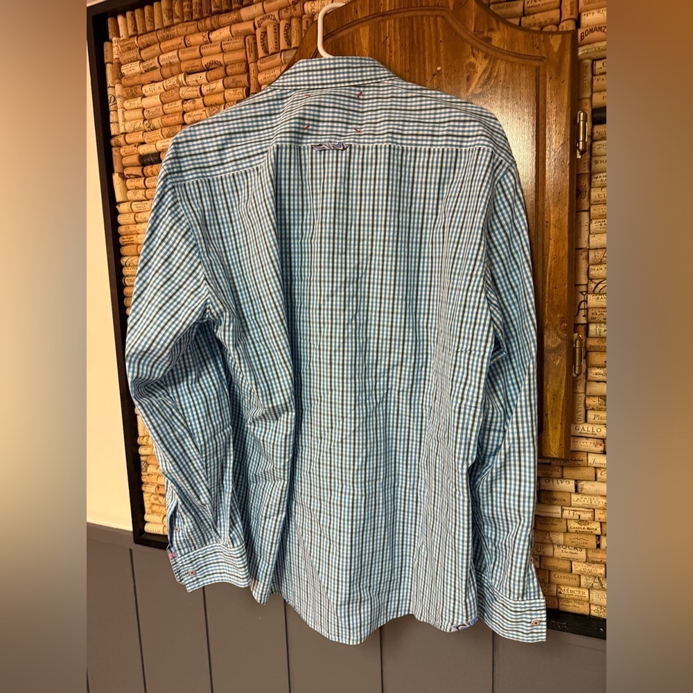Robert Graham blue & green checked shirt with paisley print size XL - Picture 7 of 7